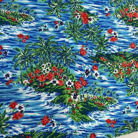 La Blanca Coverup Size L Blue Floral Dress Vintage Hawaiian - Picture 9 of 9